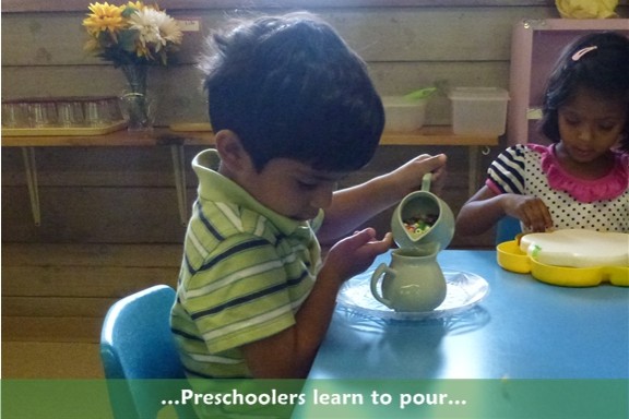 Preschool: Students learn to pour